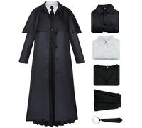 Kolegrial Déguisement Mercredi Femme Cosplay Season 2 Mercredi Uniforme Set Veste Gilet Chemise Jupe Cravate pour Carnaval Halloween Party Anniversaire Masquerade Costume