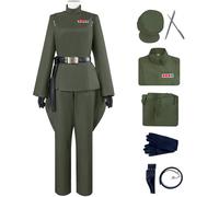 Kolegrial Déguisement Obi Wan Femme Cosplay Obi Wan Empire Officiers Uniforme Set Top Pantalon Ceinture Chapeau Gants Sac et Accessoires pour Fancy Dress Up Carnaval Halloween Party Masquerade Costume