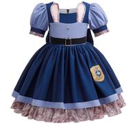 Kolegrial Déguisement Rabbit Filles Cosplay Movie Lapin Policier Kawaii Nœud Robe pour Noël Carnaval Halloween Party Anniversaire Masquerade Théâtre Performance Fancy Costume, 3-10 Ans