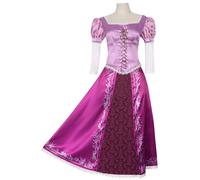 Kolegrial Déguisement Raiponce Femme Cosplay Rapunzel Violet Vintage Elégant Long Lacet Robe de Soirée et Couronne pour Noël Carnaval Halloween Party Anniversaire Masquerade Robe de Bal