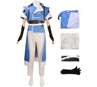 Kolegrial Déguisement Richter Homme Cosplay Démon Château Chasseur de Vampires Richter Belmont Uniforme Set Top Pantalon et Ceinture Gants pour Carnaval Halloween Party Masquerade Jeu de rôle Costume