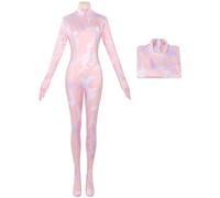 Kolegrial Déguisement Rumi Femme Cosplay Démon Chasseur Rumi Body Imprimé à Manche Longue pour Carnaval Halloween Party Anniversaire Masquerade Costume,Rose