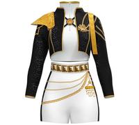 Kolegrial Déguisement Rumi Femme Cosplay Démon Chasseur Rumi Performance Show Imprimés Uniforme Set Veste Top Pantalon avec Accessoires pour Carnaval Halloween Party Anniversaire Masquerade Costume