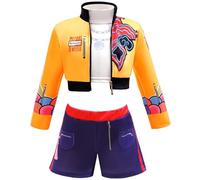 Kolegrial Déguisement Rumi Filles Cosplay Démon Chasseur Rumi Imprimé Uniforme Set Veste et Top Pantalon pour Carnaval Halloween Party Anniversaire Masquerade Costume, 3-15 ans