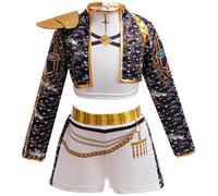 Kolegrial Déguisement Rumi Filles Cosplay Démon Chasseur Rumi Noir Performance Show Uniforme Set Veste et Top Pantalon pour Carnaval Halloween Party Anniversaire Masquerade Costume, 4-12 Ans