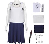 Kolegrial Déguisement San Femme Cosplay Anime Princesse Mononoké San Uniforme Set Cape Top Robe avec Boucles d'oreilles et Accessoires pour Carnaval Halloween Party Masquerade Fancy Costume