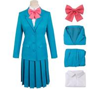 Kolegrial Déguisement Sawako Femme Cosplay Anime from Me to You Kuronuma Sawako JK Uniforme Scolaire Set Veste et Chemise Jupe Nœud Papillon pour Carnaval Halloween Party Masquerade Fancy Costume