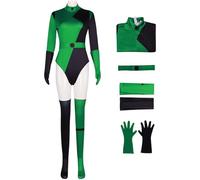 Kolegrial Déguisement Shego Filles Cosplay Anime Kim Possible Shego Imprimé Bodysuit avec Ceinture Gants Chaussettes pour Carnaval Halloween Party Anniversaire Masquerade Fancy Costume