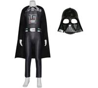 Kolegrial Déguisement Soldat Enfant Cosplay Dark Trooper Manche Longue Imprimé Bodysuit avec Cape Masque pour Noël Carnaval Halloween Party Anniversaire Masquerade Costume, Noir