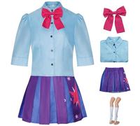 Kolegrial Déguisement Twilight Sparkle Femme Cosplay Licorne Princesse Twilight Sparkle Uniforme Set Top et Jupe Nœud Papillon Chaussettes pour Carnaval Halloween Party Masquerade Jeu de rôle Costume
