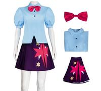 Kolegrial Déguisement Twilight Sparkle Filles Cosplay Licorne Princesse Twilight Sparkle Uniforme Set Top et Jupe Nœud Papillon pour Carnaval Halloween Party Masquerade Fancy Jeu de rôle Costume