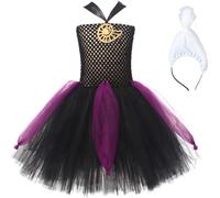 Kolegrial Déguisement Ursula Filles Cosplay Sirène Pieuvre Sorcière Ursula Tulle Tutu Robe avec Bandeau pour Fancy Dress Up Noël Carnaval Halloween Party Anniversaire Masquerade Costume, 3-12 Ans