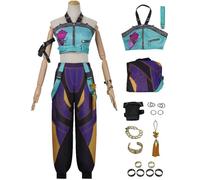 Kolegrial Déguisement Zoey Femme Cosplay Anime Démon Chasseur Zoey Uniforme Set avec Sac Bracelet Bague Boucles d'oreilles pour Carnaval Halloween Party Anniversaire Masquerade Costume