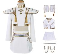 Kolegrial Déguisement Zoey Filles Cosplay Démon Chasseur Zoey Blanc Deluxe Performance Show Complete Uniform Set Haut et Jupe avec Accessoires pour Carnaval Halloween Party Masquerade Costume