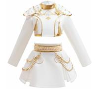 Kolegrial Déguisement Zoey Filles Cosplay Démon Chasseur Zoey Performance Show Uniforme Top et Jupe Set 2 Pièces pour Carnaval Halloween Party Anniversaire Masquerade Costume, Blanc, 4-12 Ans