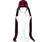 Kolegrial Draculaura Cosplay Perruque Femme Double Queue de Cheval Perruques avec Pony Déguisement Carnaval Halloween Fête Mascarade Elf High School Vampire Draculaura Costume Accessoires Wig