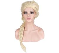 Kolegrial ELSA Cosplay Perruque Femme 65CM Long Queue de Cheval Perruque Déguisement Reine des Neiges Elsa Halloween Noël Carnaval Fête Anniversaire Mascarade Princesse Costume Accessoires Wig