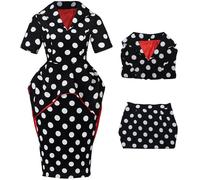 Kolegrial Femme Déguisement Coraline's Mother, Gothique Vintage Pois Haut et Jupe pour Carnaval Halloween Party Masquerade Fancy Jeu de rôle Costume