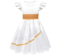 Kolegrial Fille Déguisement Anime Démon Chasseur Rumi Mira Zoey Dance Show Blanc Volants Impression Ballerine Robe et Sac pour Carnaval Halloween Fête Masquerade Robe de Princesse, 3-12 ans