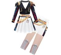 Kolegrial Fille Déguisement Anime Démon Chasseur Rumi Mira Zoey Dance Show Manche Longue Impression Robe et Pantalon Sac pour Fancy Dress Up Carnaval Halloween Fête Anniversaire Masquerade Costume