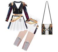 Kolegrial Fille Déguisement Anime Démon Chasseur Rumi Mira Zoey Dance Show Manche Longue Impression Robe et Pantalon Sac pour Fancy Dress Up Carnaval Halloween Fête Anniversaire Masquerade Costume