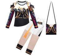 Kolegrial Fille Déguisement Anime Démon Chasseur Rumi Mira Zoey Dance Show Manche Longue Impression Veste et Top Pantalon Sac pour Fancy Dress Up Carnaval Halloween Fête Masquerade Costume
