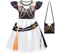 Kolegrial Fille Déguisement Anime Démon Chasseur Rumi Mira Zoey Dance Show Volants Impression Ballerine Robe et Sac pour Carnaval Halloween Fête Anniversaire Masquerade Robe de Princesse, 3-12 ans