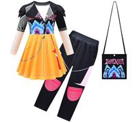 Kolegrial Fille Déguisement Anime Démon Chasseur Rumi Mira Zoey Manche Longue Impression Robe et Pantalon Sac pour Fancy Dress Up Carnaval Halloween Fête Anniversaire Masquerade Costume