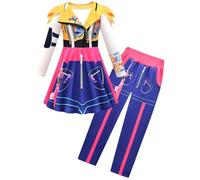 Kolegrial Fille Déguisement Anime Démon Chasseur Rumi Mira Zoey Manche Longue Impression Robe et Pantalon Sac pour Fancy Dress Up Carnaval Halloween Fête Anniversaire Masquerade Costume