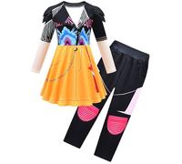 Kolegrial Fille Déguisement Anime Démon Chasseur Rumi Mira Zoey Manche Longue Impression Robe et Pantalon Sac pour Fancy Dress Up Carnaval Halloween Fête Anniversaire Masquerade Costume