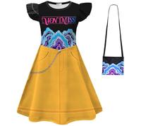 Kolegrial Fille Déguisement Anime Démon Chasseur Rumi Mira Zoey Volants Impression Ballerine Robe et Sac pour Carnaval Halloween Fête Anniversaire Masquerade Robe de Princesse, 4-9 ans