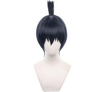 Kolegrial Hayakawa Aki Cosplay Perruque Homme Noir et Bleu Foncé Court Pony Perruque Déguisement Anime Chainsaw Man Hayakawa Aki Halloween Carnaval Fête Mascarade Costume Accessoires Wig
