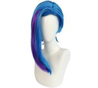 Kolegrial Jinx Cosplay Perruque Femme Bleu 39CM Longueur d'épaule Perruques Déguisement Carnaval Halloween Fête Mascarade Game Jinx Costume Accessoires Anime Show Wig