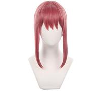 Kolegrial Makima Cosplay Perruque Femme Rose Foncé 70CM Long Queue de Cheval Perruque avec Pony Déguisement Anime Chainsaw Man Makima Halloween Carnaval Fête Mascarade Costume Accessoires Wig