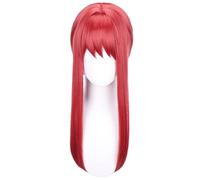 Kolegrial Makima Cosplay Perruque Femme Rose Long Queue de Cheval Perruque avec Pony Déguisement Anime Chainsaw Man Makima Halloween Carnaval Fête Anniversaire Mascarade Costume Accessoires Wig
