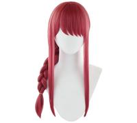 Kolegrial Makima Cosplay Perruque Femme Rose Long Queue de Cheval Perruque Déguisement Anime Chainsaw Man Makima Halloween Carnaval Fête Anniversaire Mascarade Costume Accessoires Wig