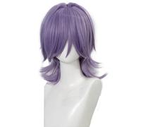 Kolegrial Mystery Cosplay Perruque Homme Violet Epaule Longue Perruques avec Pony Déguisement Carnaval Halloween Fête Mascarade Démon Chasseur Saja Boys Mystery Costume Accessoires Anime Wig