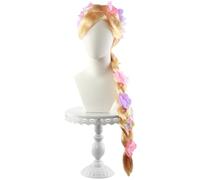 Kolegrial Princesse Cosplay Perruque Femme et Fille 80CM Long Queue de Cheval Perruque avec Fleurs Déguisement Halloween Noël Carnaval Fête Anniversaire Mascarade Costume Accessoires Wig