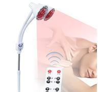 KOLHGNSE Lampe infrarouge 275 W - Double tête - Lampe thérapeutique infrarouge - Support - Lampe infrarouge réglable à 360° - Avec roues - Pour salon de massage