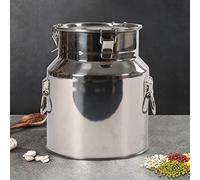 KOLHGNSE Pot à lait en acier inoxydable 201 avec couvercle anti-fuite - Pichet à lait - Récipient en acier inoxydable avec joint en silicone pour vin, huile, jus (14 l)