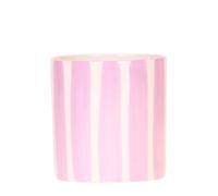 Kolibri Home | Painted Stripe Pot décoratif - Rose - Ø9cm - Pot en céramique élégant pour tout intérieur