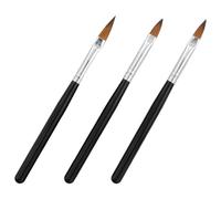 Kolinsky Lot de 3 pinceaux à ongles en acrylique de qualité supérieure pour ongles en acrylique, nail art et ongles en gel