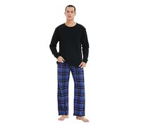 kolipajam Ensemble de pyjama 2 pièces pour homme - 100 % coton avec cordon de serrage à la taille - Pantalon en flanelle avec poches - Vêtement de détente pour homme, L