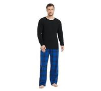 kolipajam Ensemble de pyjama 2 pièces pour homme - 100 % coton avec cordon de serrage à la taille - Pantalon en flanelle avec poches - Vêtement de détente pour homme, S