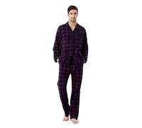 kolipajam Ensemble de Pyjama Assorti pour Couples 100% Flanelle de Coton Pyjama Doux avec Poches pour Couples Homme-Plaid Rouge et Noir XXL