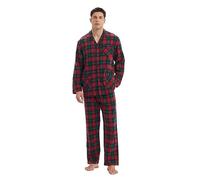 kolipajam Ensemble de pyjama assorti pour couples 100 % flanelle de coton pyjama doux avec poches pour couples, Plaid vert et rouge, L