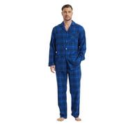 kolipajam Ensemble de Pyjama d'hiver en Flanelle 100% Coton Teint en Fil avec Poches et Cordon de Serrage à la Taille pour hommePlaid Bleu 3 Hommes S