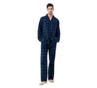 kolipajam Ensemble de Pyjama d'hiver en Flanelle 100% Coton Teint en Fil avec Poches et Cordon de Serrage à la Taille pour hommeVert 2570 XL
