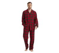 kolipajam Ensemble de Pyjama d'hiver en Flanelle 100% Coton Teint en Fil avec Poches et Cordon de Serrage à la Taille pour hommePlaid Rouge et Noir 2 Hommes L