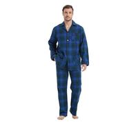 kolipajam Ensemble de Pyjama d'hiver en Flanelle 100% Coton Teint en Fil avec Poches et Cordon de Serrage à la Taille pour hommePlaid Bleu 2 Hommes 3XL